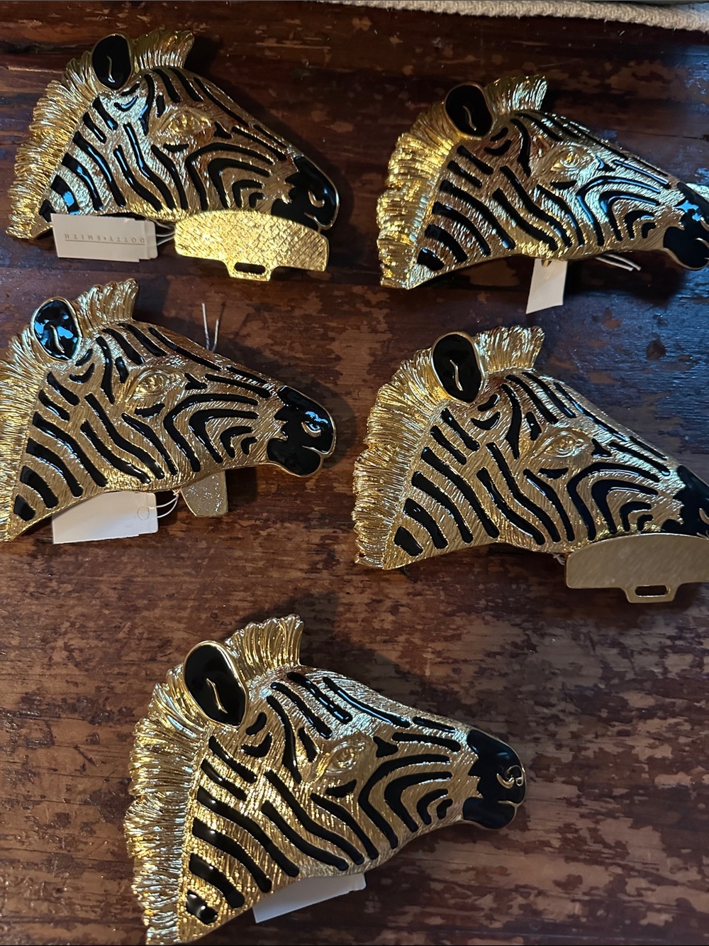 Vintage Dotty Smith Gold Tone Zebra Head Belt Buckle